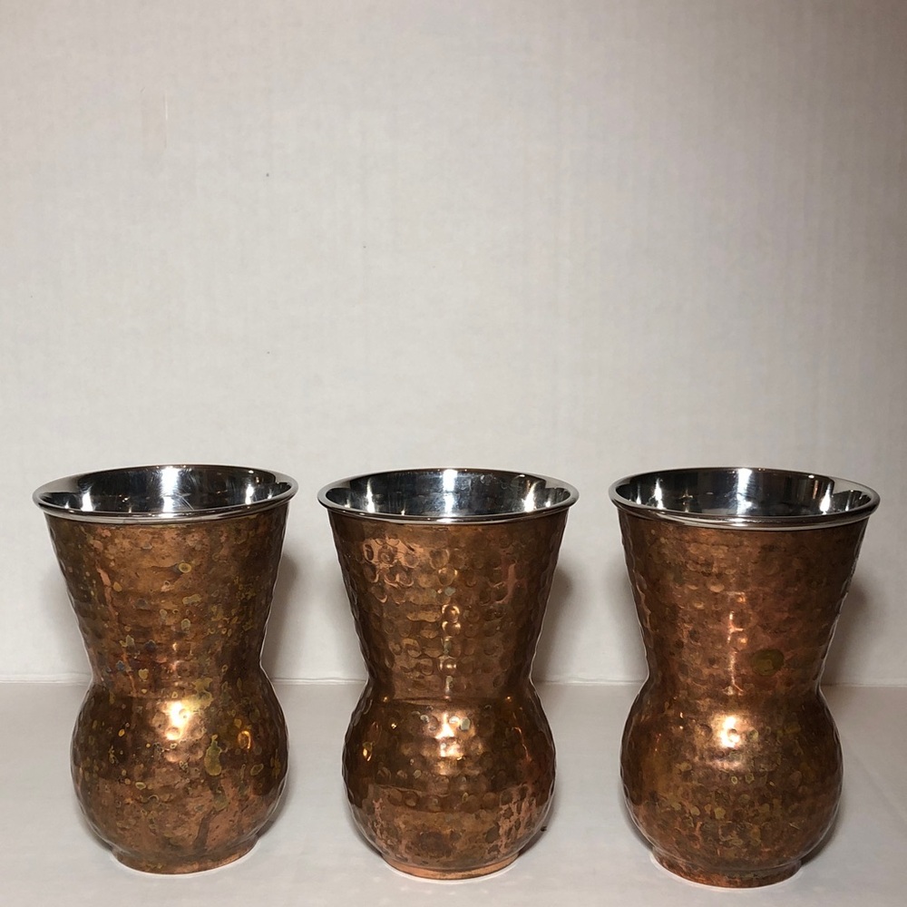 Hammered Copper Drinking mugs stainless steel lining